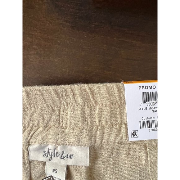 🌸 Style&Co. Womens Petite PS Shorts Bottoms Beige Mid Rise Elastic Waist - Picture 5 of 6